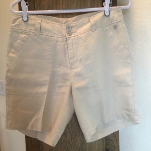Fresh Produce- Linen Khaki Bermuda Shorts- Size 6